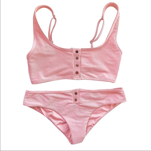 Knit ribbed pink bikini NWOT - Picture 2 of 3